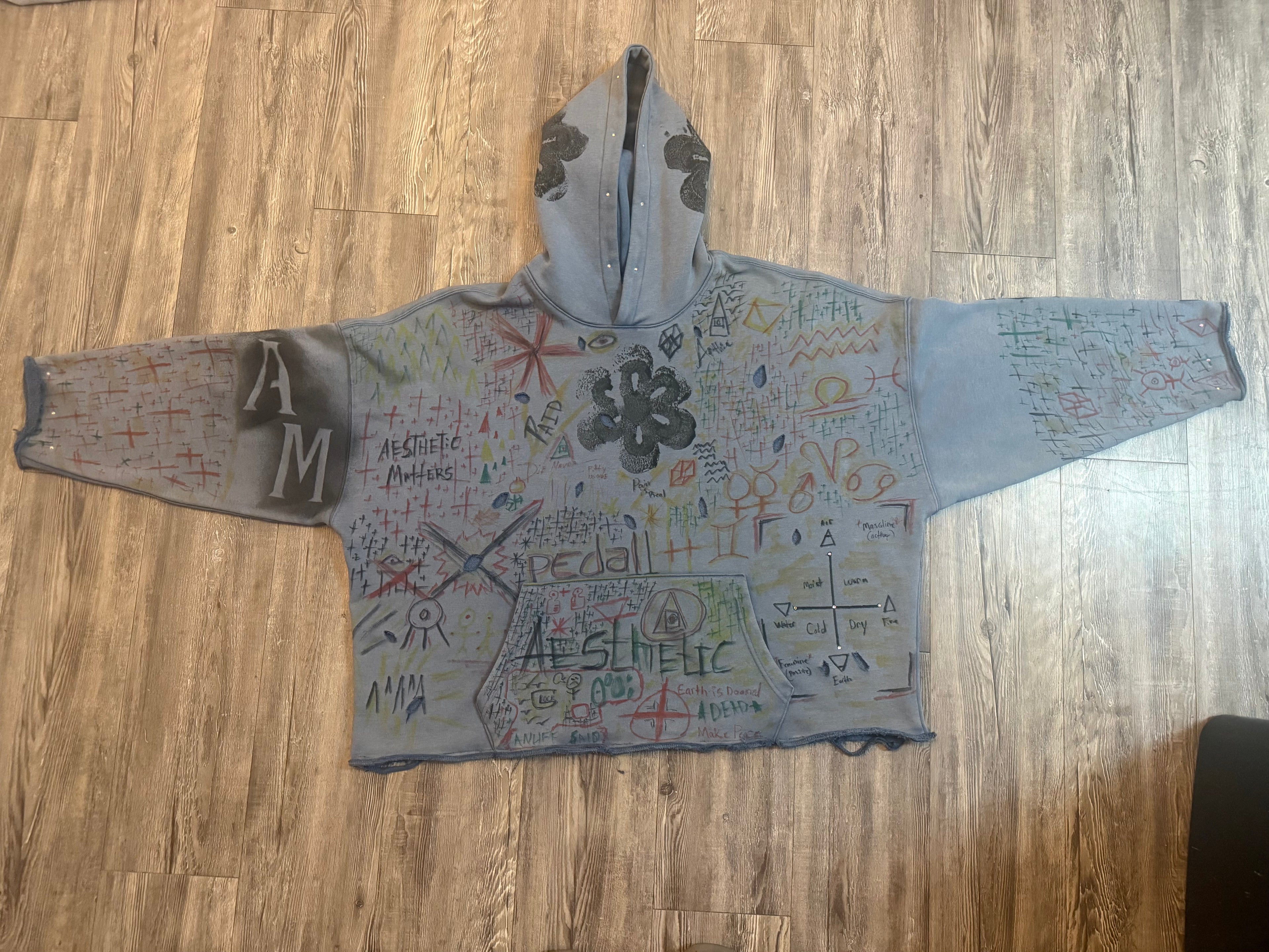 1 of 1 BASQUIAT ART HOODIE “pedal cross collab”