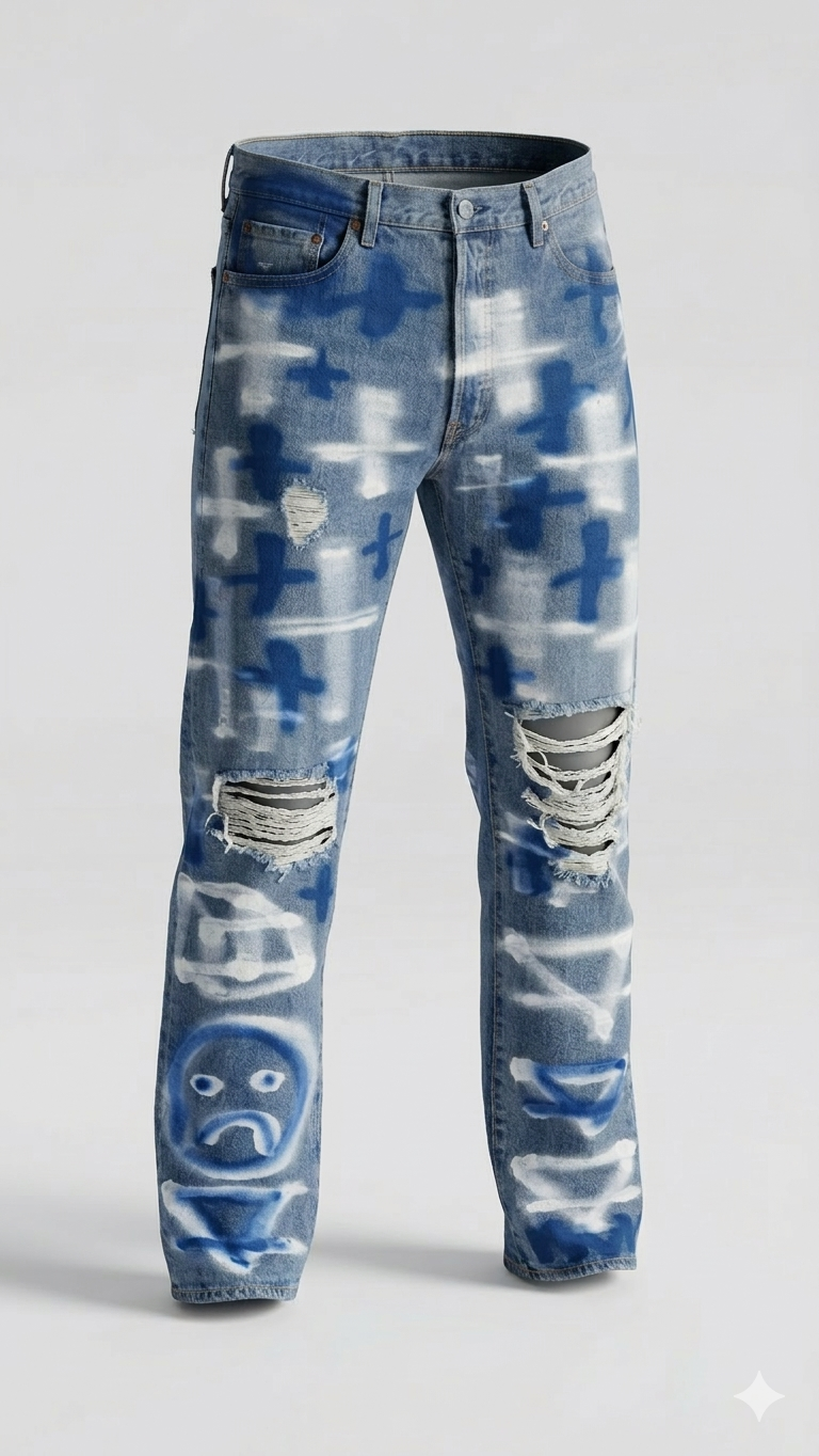 AESTHETIC BLUE PRINT JEANS “Levi 501s